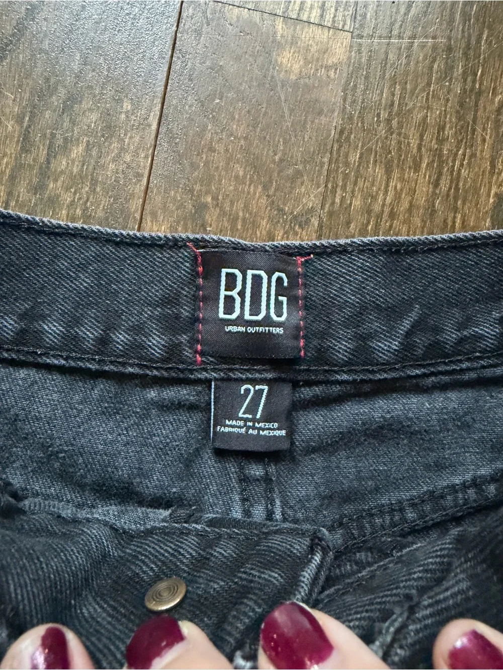 BDG Black Raw Hem Button-Fly Denim Shorts